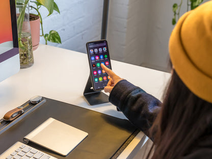 working from home with quad lock desk mount samsung galaxy