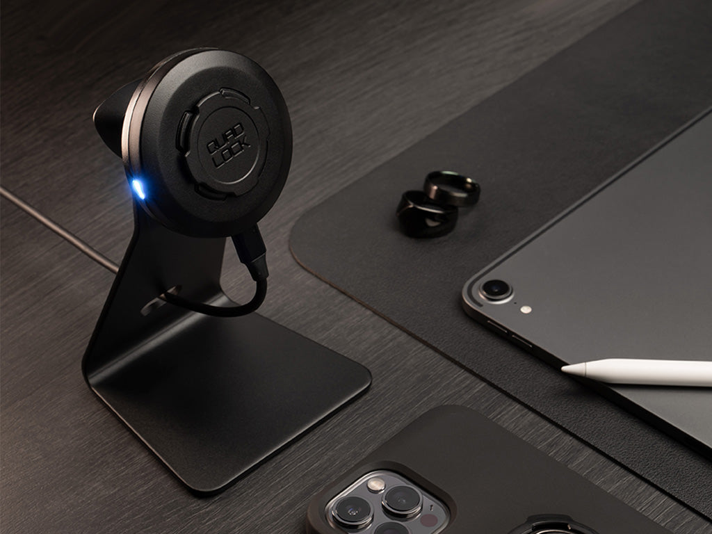 quad lock desk mount with optional wireless charging head