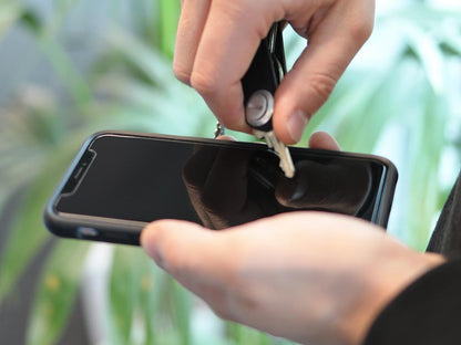 Quad Lock tempered glass screen protector is scratch resistant